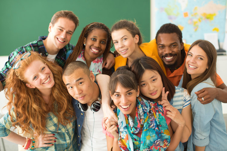 High school kids smiling
